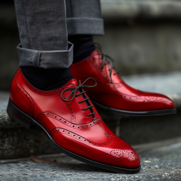 Red Leather Mariano Oxford Shoes