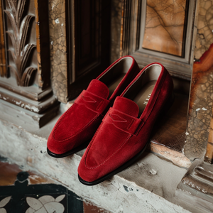 Red Suede Leather Palmiro Slip-On Loafer Shoe