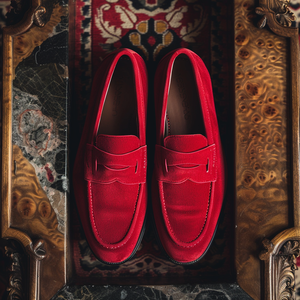 Red Suede Leather Olindo Slip-On Loafer Shoe