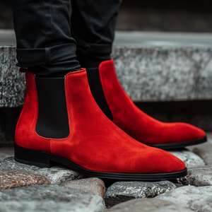 Red Suede Leather Ignazio Slip On Chelsea Boot