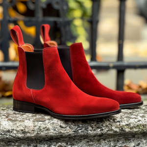 Red Suede Leather Ippolito Slip On Chelsea Boot