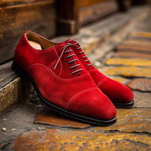 Red Suede Leather Pompeo Lace-Up Oxford Shoes