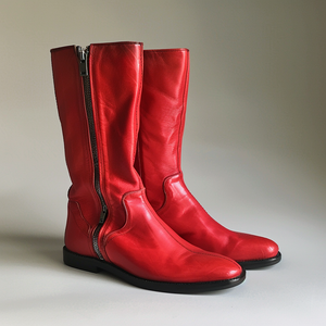 Red Leather Odoacre Slip-On Zipper Boot