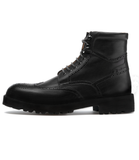 Height Increasing Black Leather Troyes Chunky Derby Boots