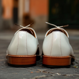 White Leather Alabaster Accent Derby Oxfords - Summer 2024 Collection