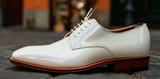 White Leather Alabaster Accent Derby Oxfords - Summer 2024 Collection