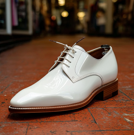 White Leather Alabaster Accent Derby Oxfords - Summer 2024 Collection