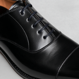 Black Leather Oruro Toe Cap Balmoral Oxford Shoes