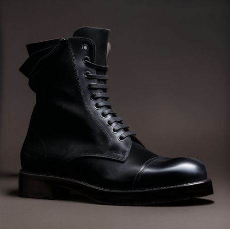 Black Suede Leather Oriella Lace Up Chunky Derby Boots with Zipper and Track Sole - AW24 - Hiking and Trekking Boots