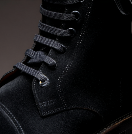 Black Suede Leather Oriella Lace Up Chunky Derby Boots with Zipper