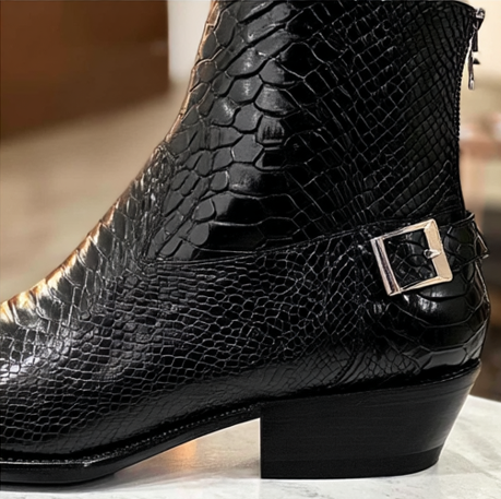 Black Croc/Python/Snake Animal Print Leather Alessia Slip On Black Croc/Python/Snake Animal Print Leather Alessia Slip On