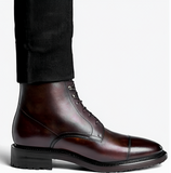 Dark Brown Leather Likech Lace Up Combat Boots -AW24