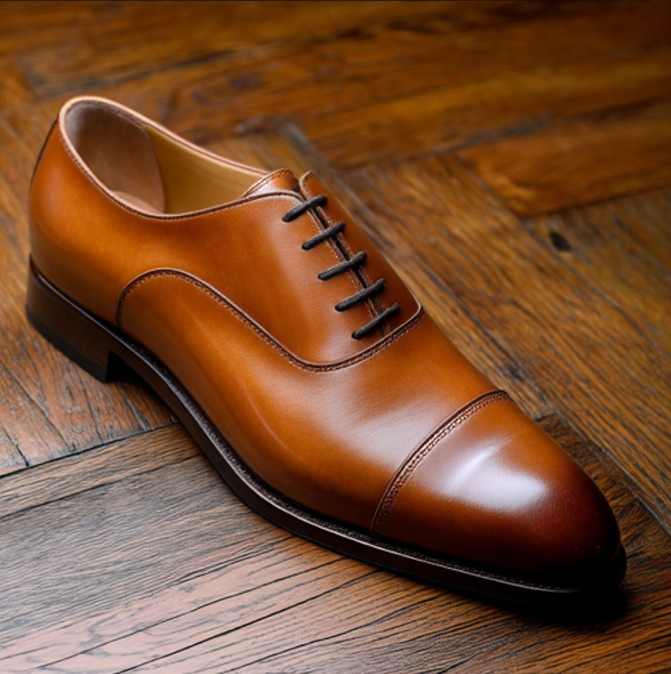 Tan Leather Woodford Balmoral Toe Cap Oxfords - Formal Shoes