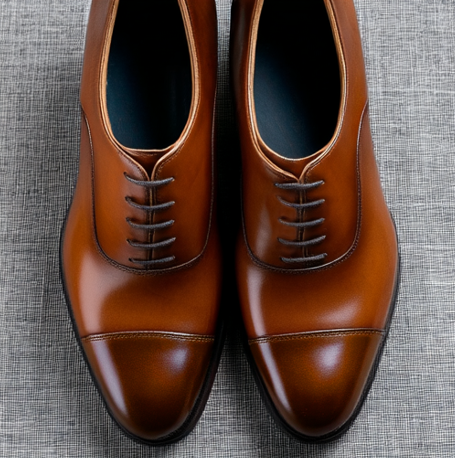Tan Leather Woodford Balmoral Toe Cap Oxfords - Formal Shoes