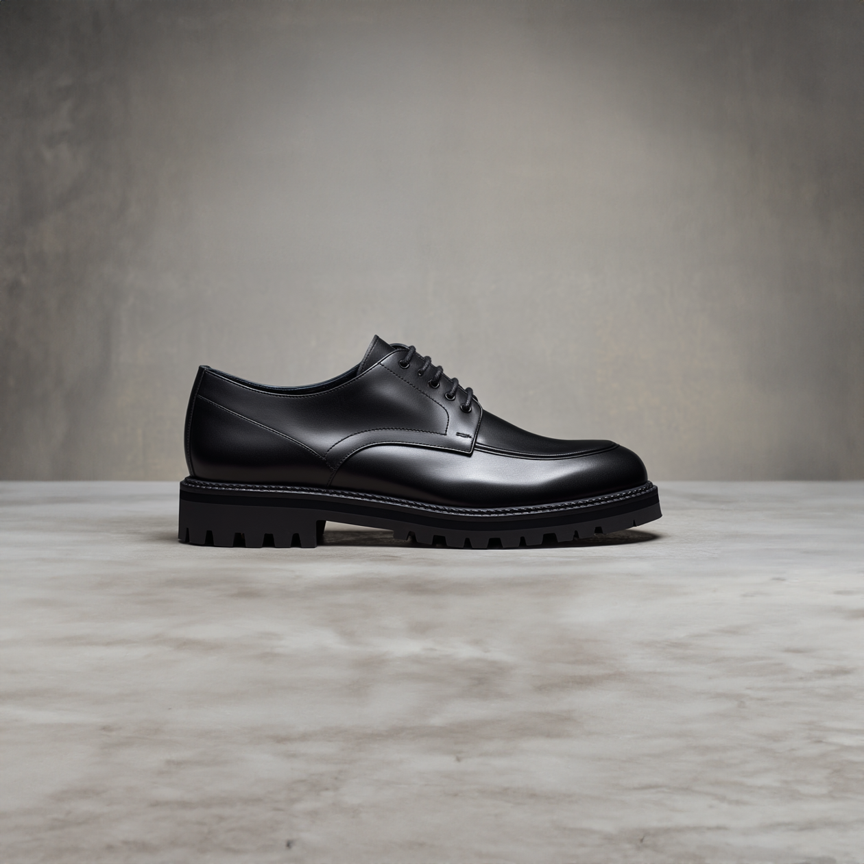Black Leather Orion Chunky Derby Shoes - SS23