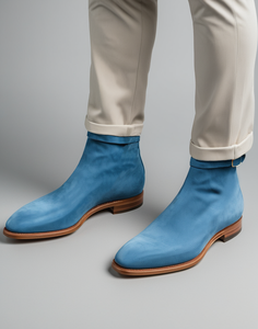 Blue Suede Leather Cracio Slip On Jodhpur Boots