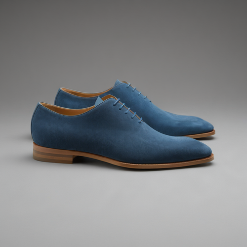 Sky Blue Suede Leather Nandes Oxford Shoes