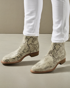 White Snake Print Leather Cracio Slip On Jodhpur Boots