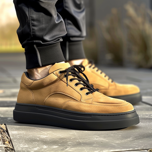 Tan Suede Lorenzo Livio With Thick Sole Sneakers – Costoso Italiano