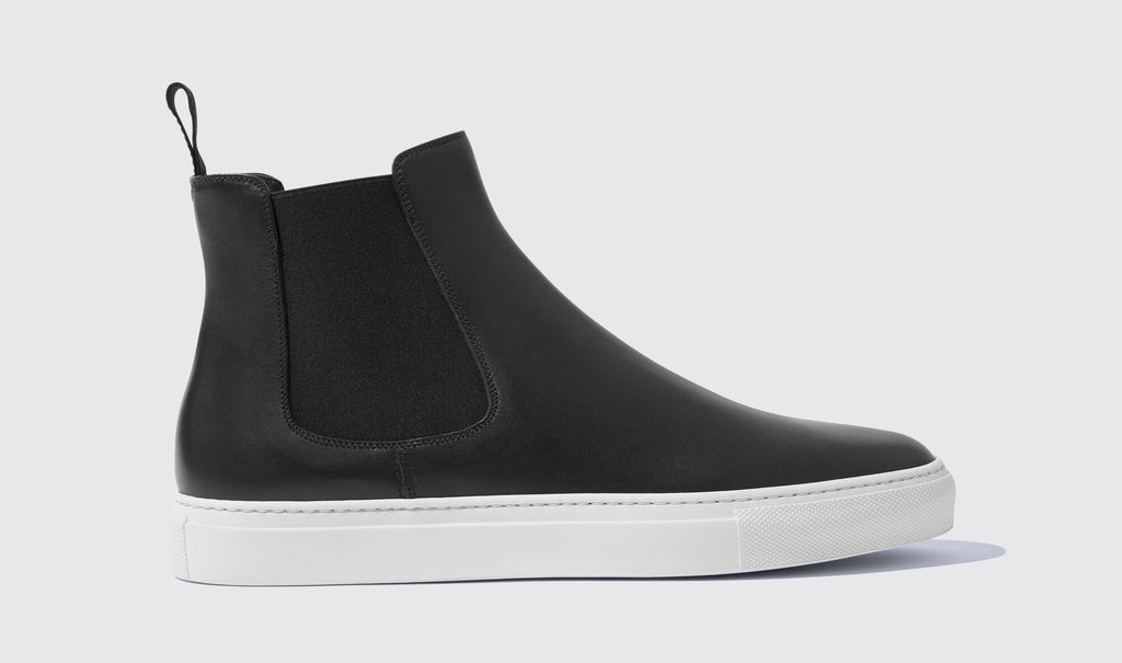 Black Leather Kevin High Top Chelsea Sneaker Boots 