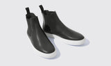 Black Leather Kevin High Top Chelsea Sneaker Boots 