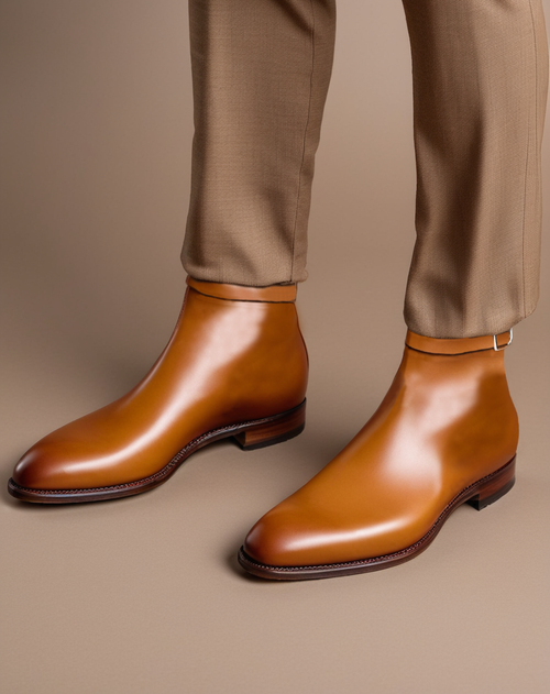 Tan Leather Cracio Slip On Jodhpur Boots