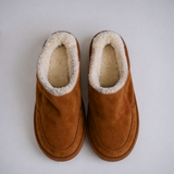 Tan Suede Leather Eliana Fur Lined Slippers