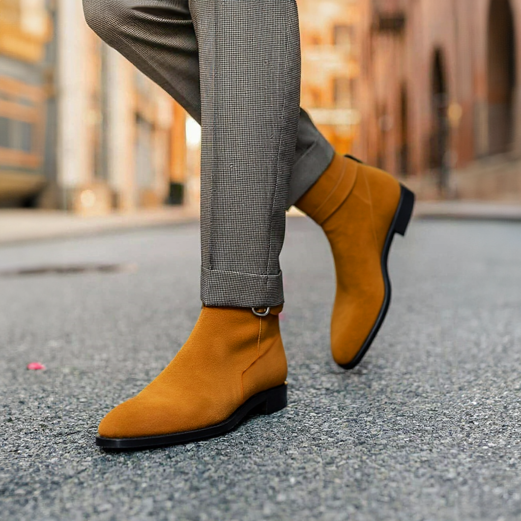 Tan Suede Leather Amarante Slip On Jodhpur Boots