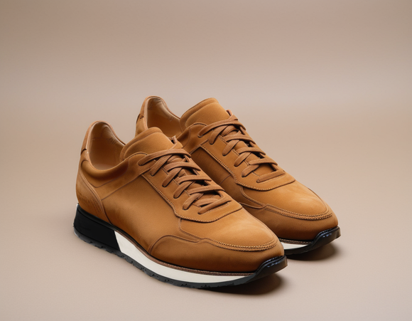 Tan Suede Leather Nausori Lace Up Running Sneaker Shoes