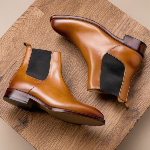 Tan Leather Seville Slip On Chelsea Boots