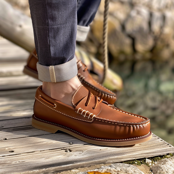 Brown Marco Boat Shoes with Honey Sole - Main Image
