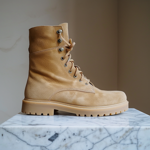 Tan Nubuck Leather Carmine Combat Boot