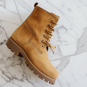 Tan Nubuck Leather Cesare Combat Boot