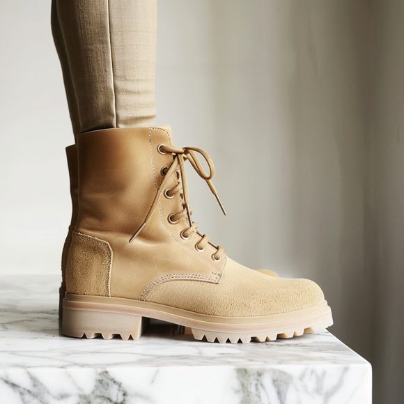 Tan Nubuck Leather Claudio Combat Boot