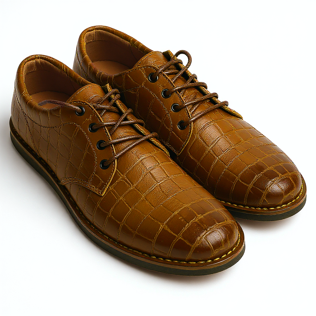 Tan Croc Print Leather Divino Barefoot Sneakers