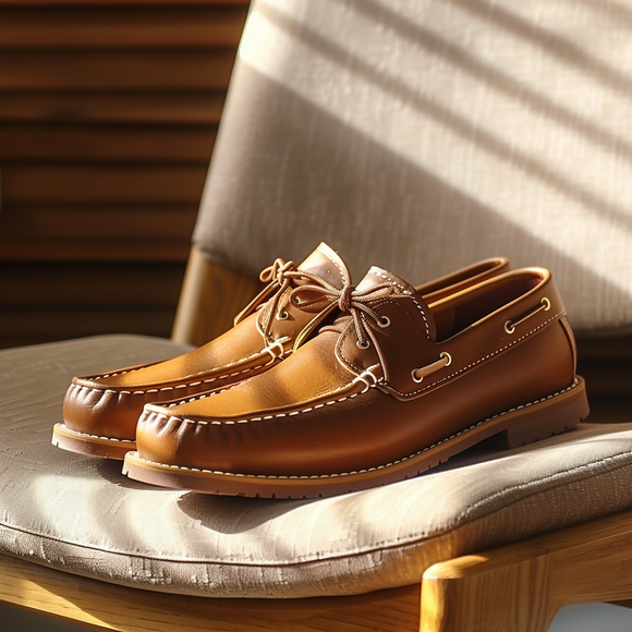 Tan Valentino Boat Shoes with Honey Sole