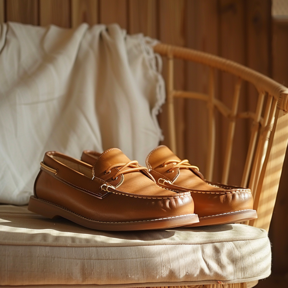 Tan Sergio Boat Shoes with Tan Sole