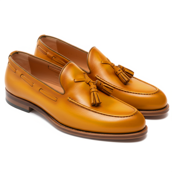 Tan Leather Barbican Tassel Loafers