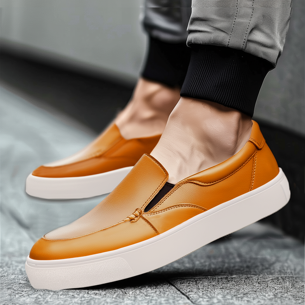 Tan Leather Wheat Whisper Slip On Sneakers  - Summer 2024 Collection