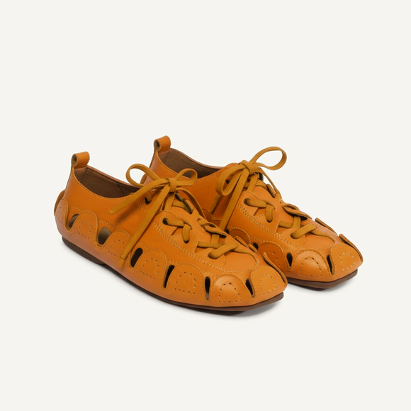 Tan Leather Amigo Lace-Up Sneakers