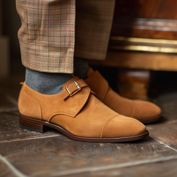 Tan Nubuck Leather Sergio Monk Strap