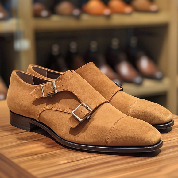 Tan monk strap shoes clearance
