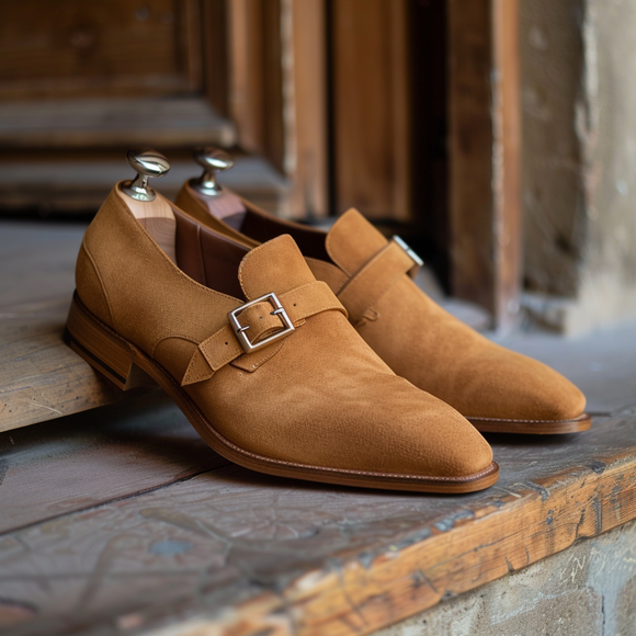 Tan Nubuck Leather Roberto Monk Strap