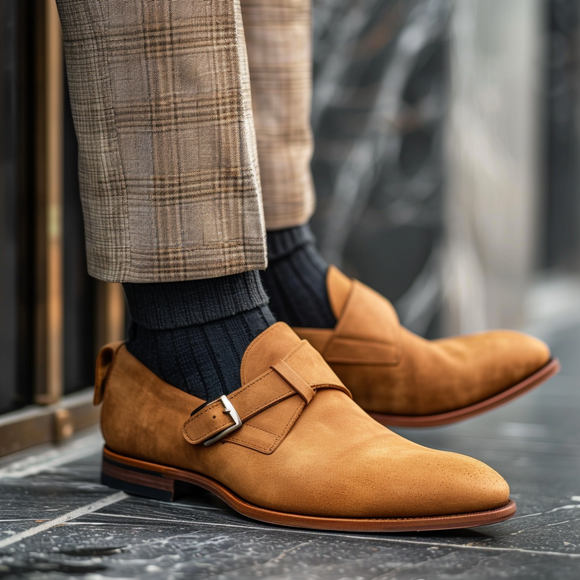 Tan Nubuck Leather Sandro Monk Strap