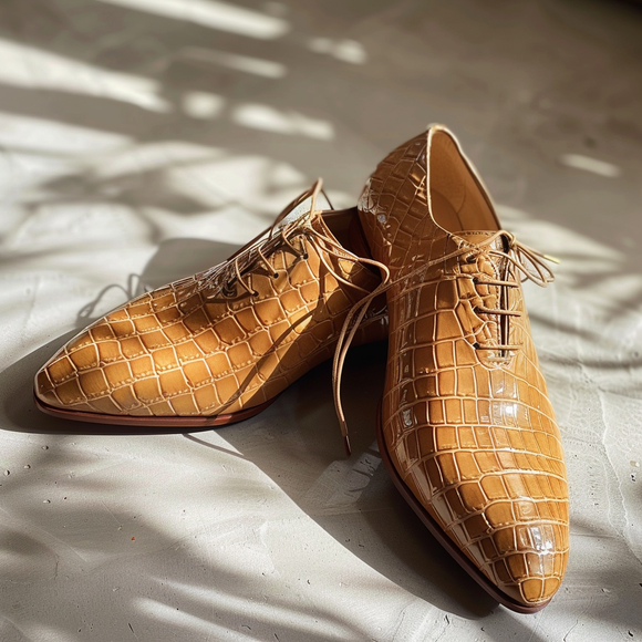 Martino Tan Leather Croc Print Oxford