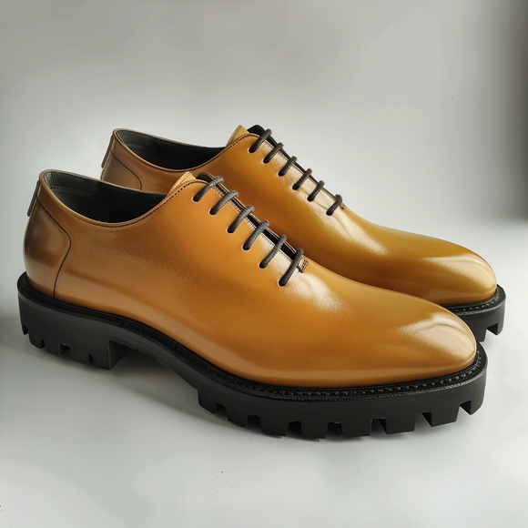 Tan Leather Celso With Thick Sole Oxford Shoe