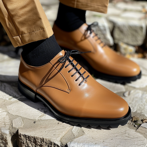 Tan Leather Cirillo With Thick Sole Oxford Shoe