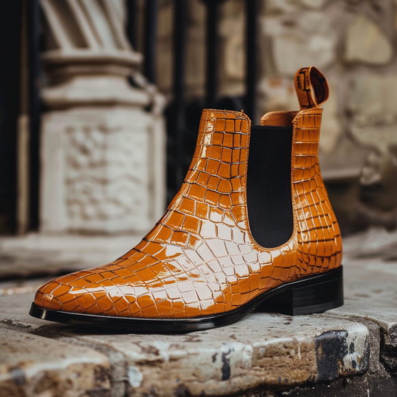 Croc print chelsea boots hotsell