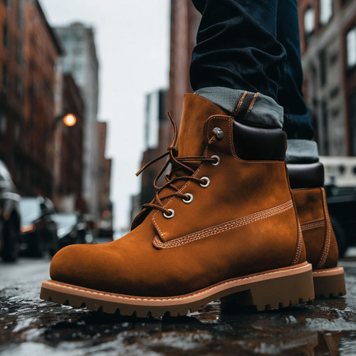 Tan Suede Leather Appoggio Ankle Rugged Lace Up Combat Hiking Boots with Chunky Track Sole