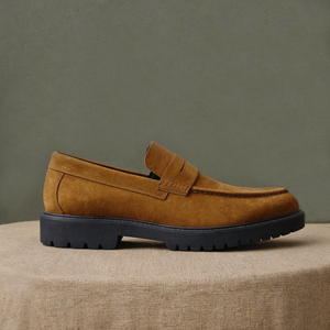 Tan Suede Leather Gerasimo With Thick Sole Loafers